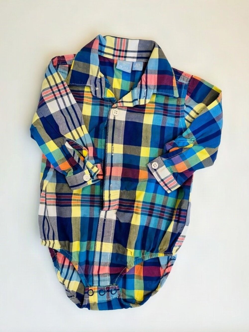 Children's Place Madras Plaid Button Down Bodysuit 6-9M